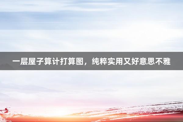 一层屋子算计打算图，纯粹实用又好意思不雅